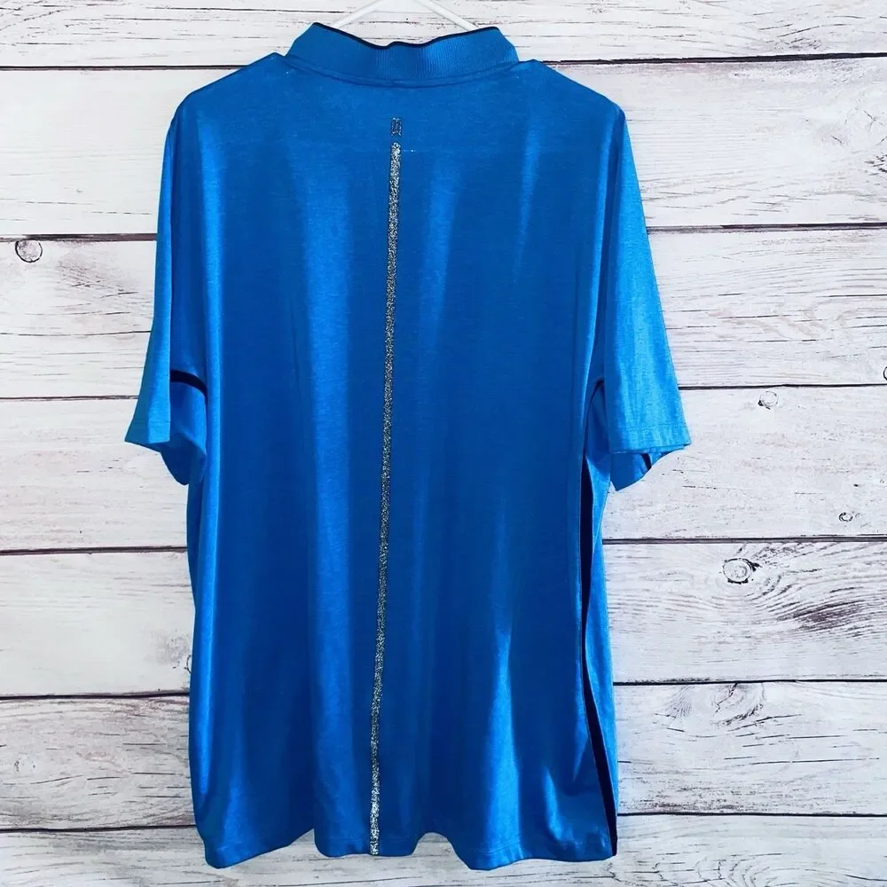 Nike Tiger Woods Saint Louis Basketball Polo Mens XL Blue SLU Billikens Dri-FIT